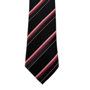 Alfani Silk Tie, pink/black/maroon striped, 100% silk